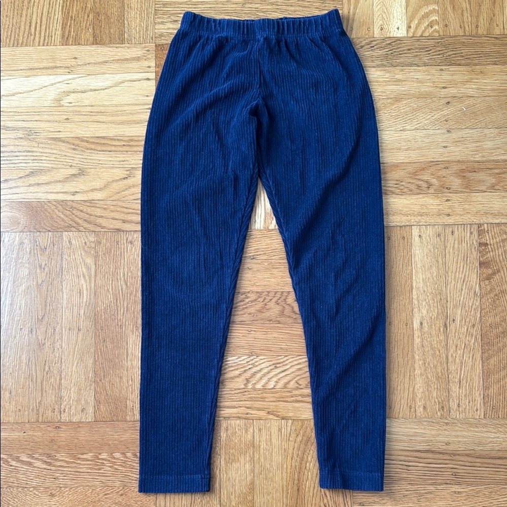 Hanna Andersson Kids Ribbed Velour Blue Leggings